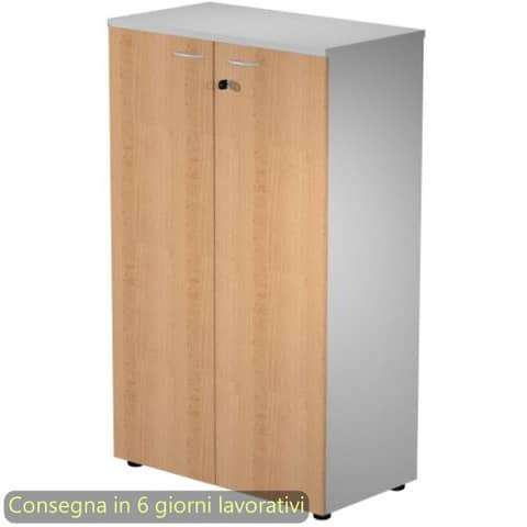 Mobile medio con serratura Presto 80x44xH.120 cm – struttura grigia Artexport ante faggio – 535-69M/6