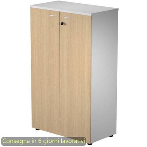 Mobile medio con serratura Presto 80x44xH.120 cm – struttura grigia Artexport ante rovere – 535-69M/C