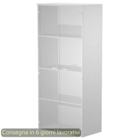 Mobile alto Presto 3 ripiani – ante in vetro satinato struttura bianco Artexport 80x44xH.180 cm – 538-39-75G