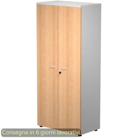 Mobile alto con serratura Presto 80x44xH.180 cm – struttura grigia Artexport ante faggio – 538-39-75M/6