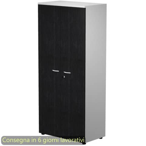 Mobile alto con serratura Presto 80x44xH.180 cm – struttura grigia Artexport ante nere – 538-39-75M/8