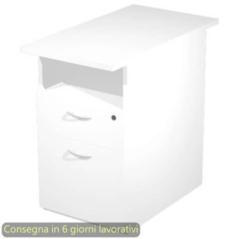 Cassettiera alta 1 vano a giorno + 1 cassetto + 1 file 43x80xH.72 cm smontata Presto Artexport bianco – 60023/3
