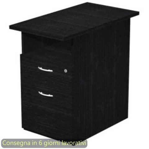 Cassettiera alta 1 vano a giorno + 1 cassetto + 1 file 43x80xH.72 cm smontata Presto Artexport nero venato frassino