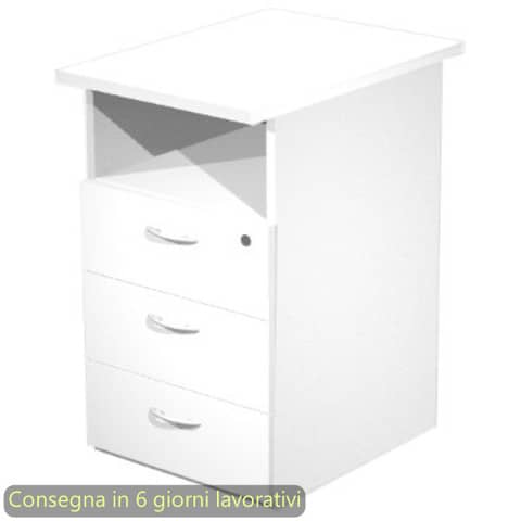 Cassettiera alta 1 vano + 3 cassetti con serratura 43x60xH.72 cm smontata Presto Artexport bianco – 60025/3