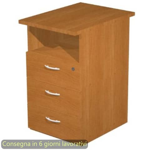 Cassettiera alta 1 vano + 3 cassetti con serratura 43x60xH.72 cm smontata Presto Artexport noce chiaro – 60025/4