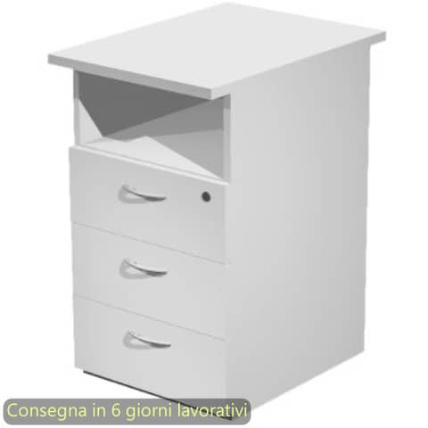Cassettiera alta 1 vano + 3 cassetti con serratura 43x60xH.72 cm smontata Presto Artexport grigio – 60025/9