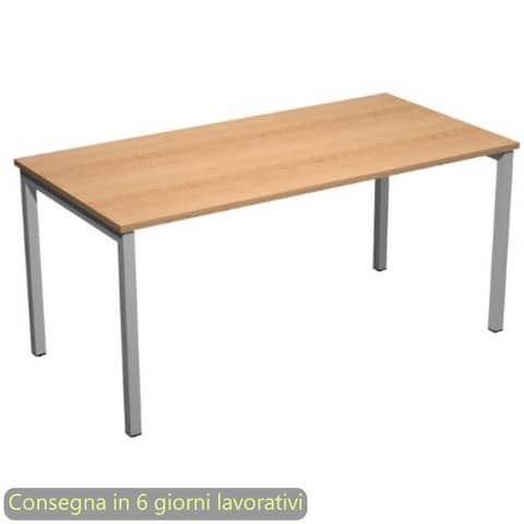 Scrivania piano faggio 120x80xH.72,5 cm gamba a ponte metallo grigio alluminio Presto Venere Plus Artexport – 664/6