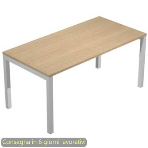 Scrivania piano rovere 120x80xH.72,5 cm gamba a ponte metallo grigio alluminio Presto Venere Plus Artexport – 664/C