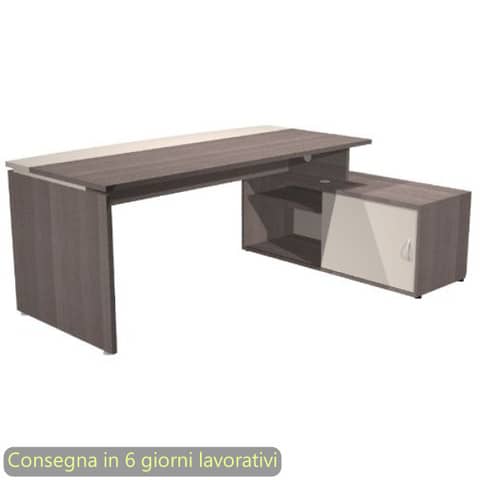 Scrivania su mobile di servizio Presto Plus Direction 206,5×135,7xH.74 cm Artexport frassino toscano/avorio