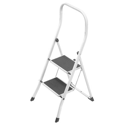 Sgabello in acciaio Superstep – bianco/grigio – per parquet Gierre 2 gradini – 0,47×0,55xH.1,08 m – B0200