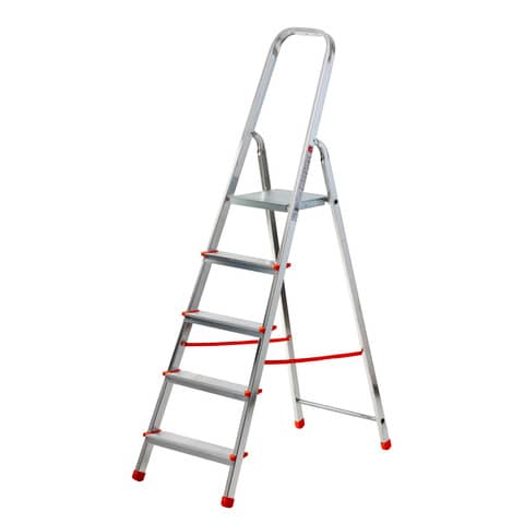 Scala in alluminio Scalamìa rinforzata Gierre 5 gradini – 0.46×1.06xH.1.63 m AL150