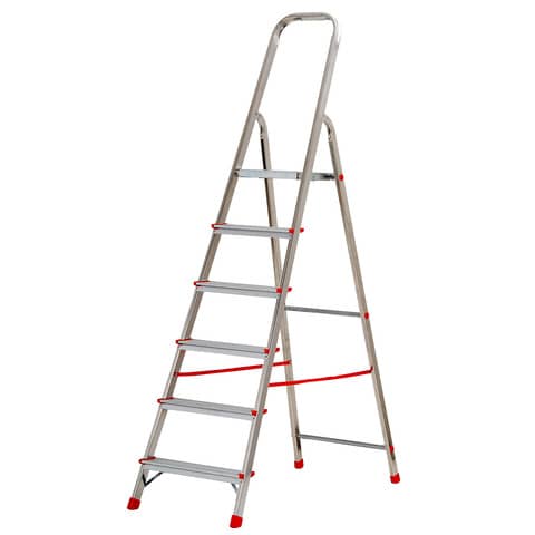 Scala in alluminio Scalamìa rinforzata Gierre 6 gradini – 0.48×1.10xH.1.84 m AL160