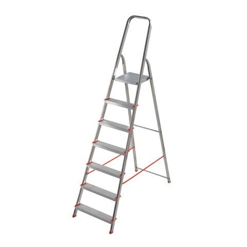 Scala in alluminio Scalamìa rinforzata Gierre 7 gradini – 0.51×1.27xH.2.02 m AL170