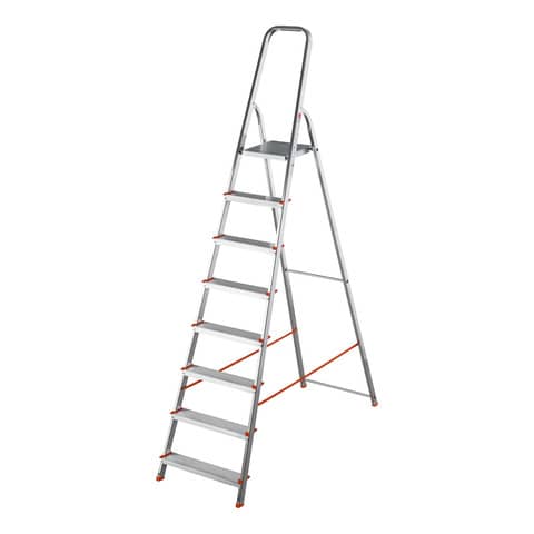 Scala in alluminio Scalamìa rinforzata Gierre 8 gradini – 0.53×1.41xH.2.23 m AL180