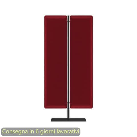 Piantana mobile in metallo nero con 2 pannelli fonoassorbenti rossi Moody Artexport 83,8xH.140 cm BSJ12-IC+BSAM-AQ