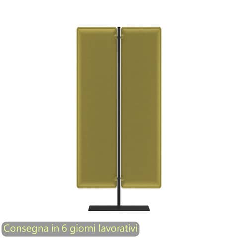 Piantana mobile in metallo nero con 2 pannelli fonoassorbenti verde acido Moody Artexport 83,8xH.140 cm