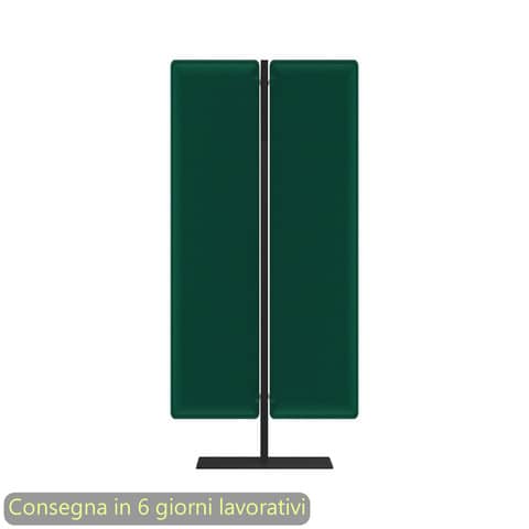 Piantana mobile in metallo nero con 2 pannelli fonoassorbenti verde bosco Moody Artexport  83,8xH.160 cm