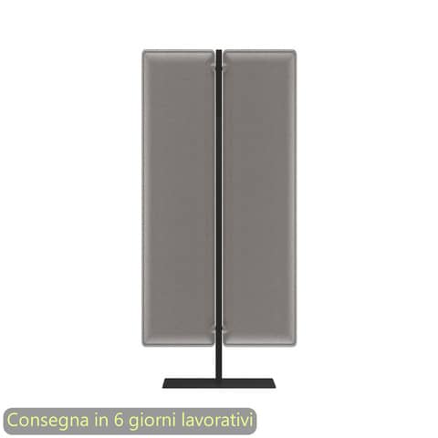 Piantana mobile in metallo nero con 2 pannelli fonoassorbenti grigi Moody Artexport 83,8xH.180 cm BSJ16-IA+BSAM-AQ