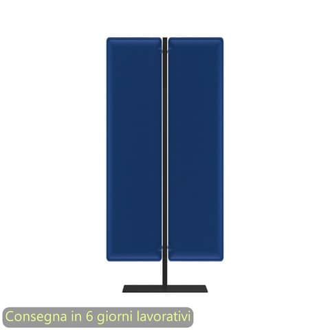 Piantana mobile in metallo nero con 2 pannelli fonoassorbenti blu Moody Artexport 83,8xH.180 cm BSJ16-IT+BSAM-AQ