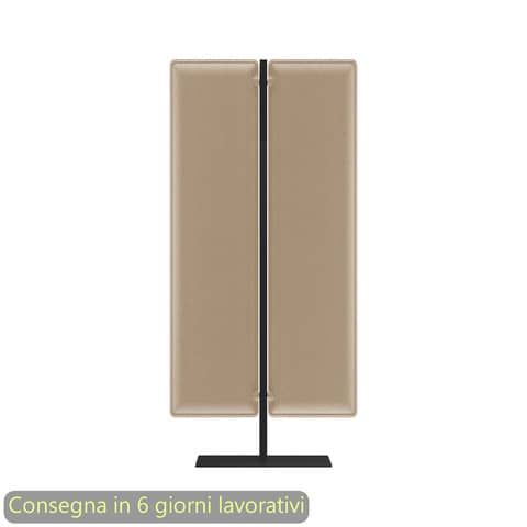Piantana mobile in metallo nero con 2 pannelli fonoassorbenti avorio Moody Artexport 83,8xH.180 cm BSJ16-IB+BSAM-AQ