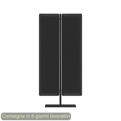 Piantana mobile in metallo nero con 2 pannelli fonoassorbenti neri Moody Artexport 83,8xH.180 cm BSJ16-IQ+BSAM-AQ