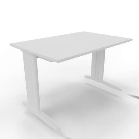 Scrivania piano bianco 120x80xH.75 cm gamba a L in acciaio bianco linea Practika P1 Quadrifoglio – ECSMT120-BA-I