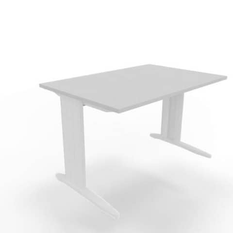 Scrivania piano grigio120x80xH.75 cm gamba a L in acciaio bianco linea Practika P1 Quadrifoglio – ECSMT120-GR-I