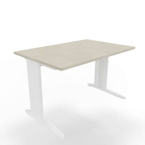 Scrivania piano cemento 120x80xH.75 cm gamba a L in acciaio bianco linea Practika P1 Quadrifoglio – ECSMT120-CL-I