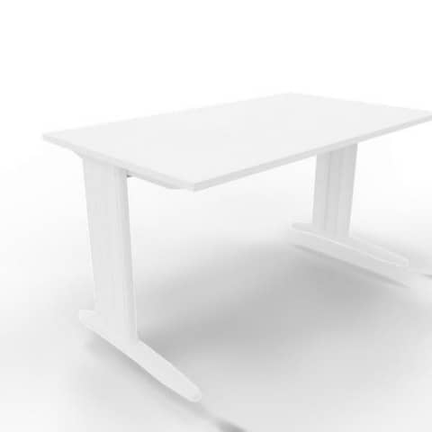 Scrivania piano bianco 140x80xH.75 cm gamba a L in acciaio bianco linea Practika P1 Quadrifoglio – ECSMT140-BA-I