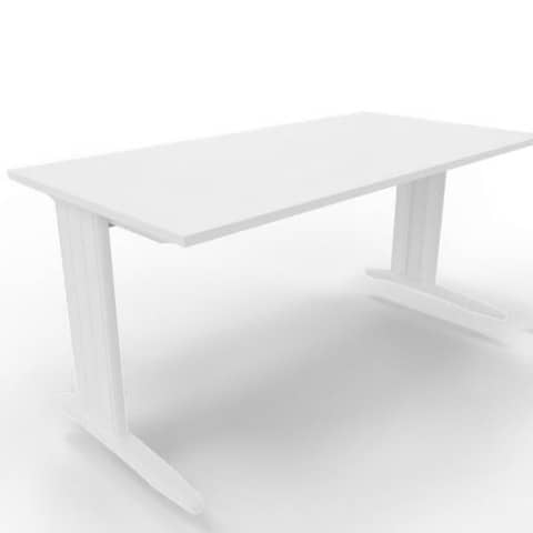 Scrivania piano bianco 160x80xH.75 cm gamba a L in acciaio bianco linea Practika P1 Quadrifoglio – ECSMT160-BA-I