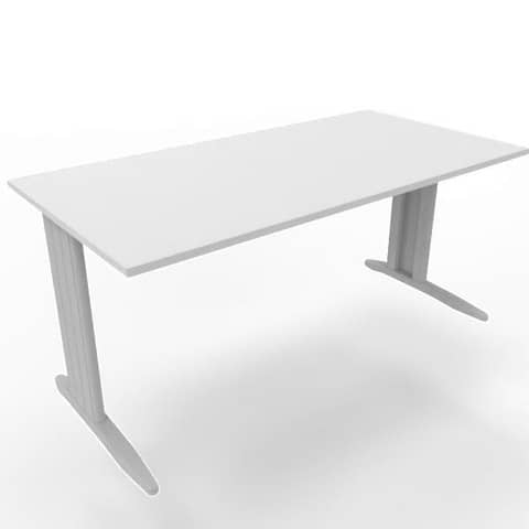 Scrivania piano grigio 160x80xH.75 cm gamba a L in acciaio argento linea Practika P1 Quadrifoglio – ECSMT160-GR-A