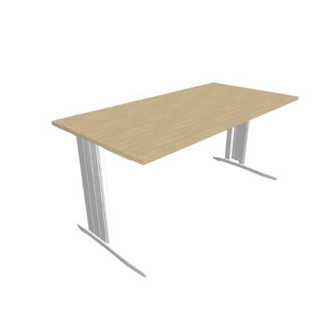 Scrivania piano rovere 160x80xH.75 cm gamba a L in acciaio argento linea Practika P1 Quadrifoglio – ECSMT160-RK-A