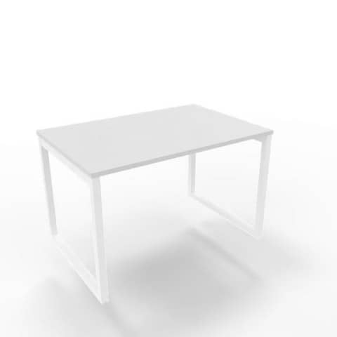 Scrivania piano grigio 120x80xH.75 cm gamba ad anello in acciaio bianco linea Practika P2 Quadrifoglio – ECSAT120-GR-I
