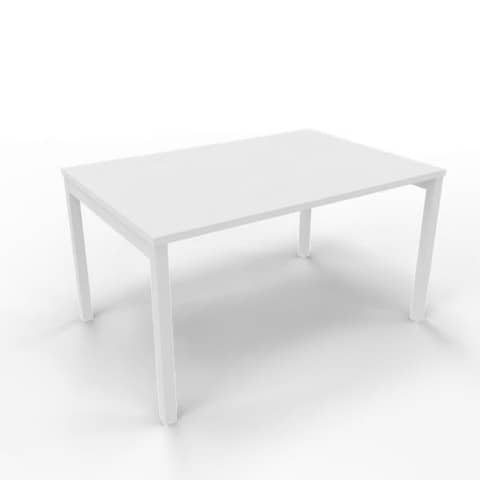 Scrivania piano bianco 120x80xH.75 cm gamba a ponte in acciaio bianco linea Practika P3 Quadrifoglio – ECSPT120-BA-I
