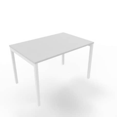 Scrivania piano grigio120x80xH.75 cm gamba a ponte in acciaio bianco linea Practika P3 Quadrifoglio – ECSPT120-GR-I