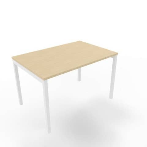 Scrivania piano rovere 120x80xH.75 cm gamba a ponte in acciaio bianco linea Practika P3 Quadrifoglio – ECSPT120-RK-I