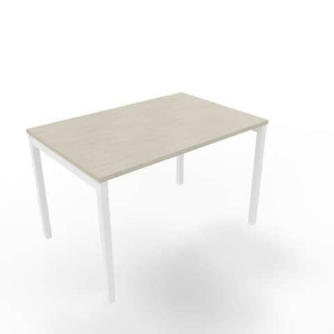 Scrivania piano cemento 120x80xH.75 cm gamba a ponte in acciaio bianco linea Practika P3 Quadrifoglio – ECSPT120-CL-I