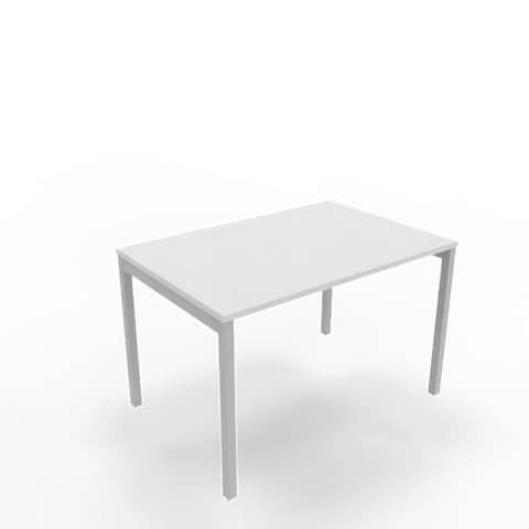 Scrivania piano grigio120x80xH.75 cm gamba a ponte in acciaio argento linea Practika P3 Quadrifoglio – ECSPT120-GR-A