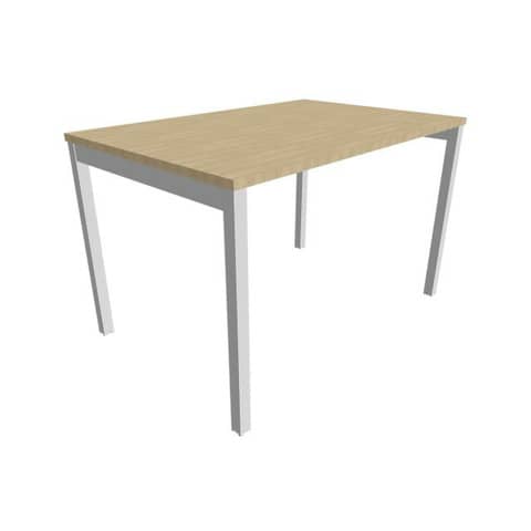 Scrivania piano rovere 120x80xH.75 cm gamba a ponte in acciaio argento linea Practika P3 Quadrifoglio – ECSPT120-RK-A