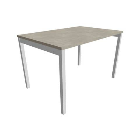 Scrivania piano cemento 120x80xH.75 cm gamba a ponte in acciaio argento linea Practika P3 Quadrifoglio – ECSPT120-CL-A