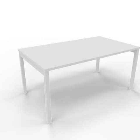 Scrivania piano bianco 140x80xH.75 cm gamba a ponte in acciaio bianco linea Practika P3 Quadrifoglio – ECSPT140-BA-I