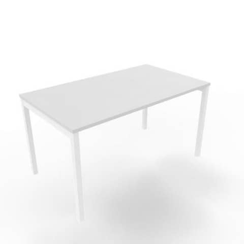 Scrivania piano grigio 140x80xH.75 cm gamba a ponte in acciaio bianco linea Practika P3 Quadrifoglio – ECSPT140-GR-I