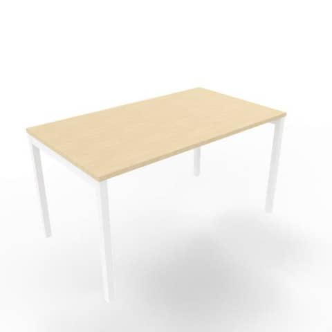 Scrivania piano rovere 140x80xH.75 cm gamba a ponte in acciaio bianco linea Practika P3 Quadrifoglio – ECSPT140-RK-I