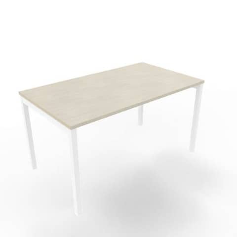 Scrivania piano cemento 140x80xH.75 cm gamba a ponte in acciaio bianco linea Practika P3 Quadrifoglio – ECSPT140-CL-I