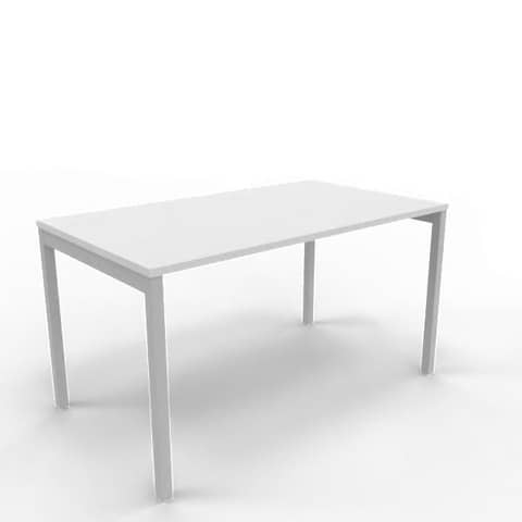 Scrivania piano grigio 140x80xH.75 cm gamba a ponte in acciaio argento linea Practika P3 Quadrifoglio – ECSPT140-GR-A