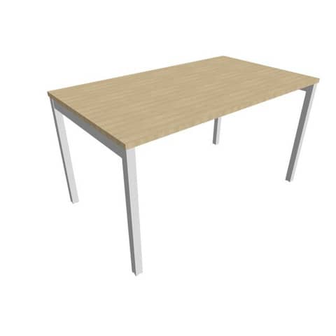 Scrivania piano rovere 140x80xH.75 cm gamba a ponte in acciaio argento linea Practika P3 Quadrifoglio – ECSPT140-RK-A
