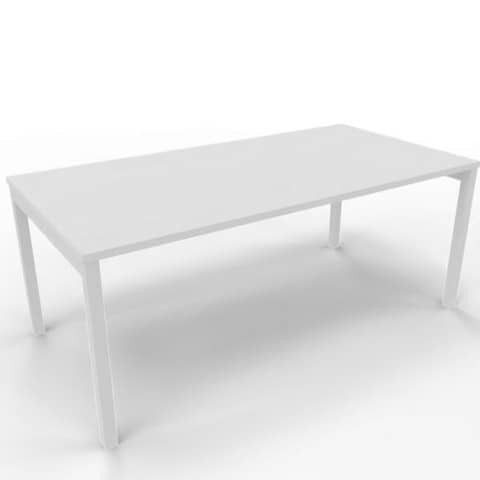 Scrivania piano bianco 160x80xH.75 cm gamba a ponte in acciaio bianco linea Practika P3 Quadrifoglio – ECSPT160-BA-I
