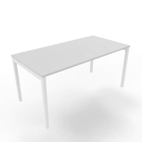 Scrivania piano grigio 160x80xH.75 cm gamba a ponte in acciaio bianco linea Practika P3 Quadrifoglio – ECSPT160-GR-I