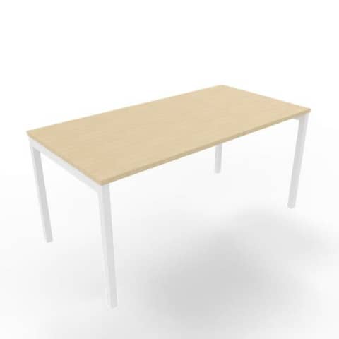 Scrivania piano rovere 160x80xH.75 cm gamba a ponte in acciaio bianco linea Practika P3 Quadrifoglio – ECSPT160-RK-I