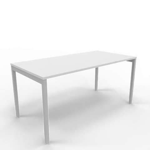 Scrivania piano grigio 160x80xH.75 cm gamba a ponte in acciaio argento linea Practika P3 Quadrifoglio – ECSPT160-GR-A